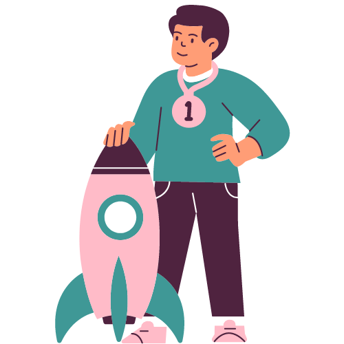 icon of an engineer designing a rocket